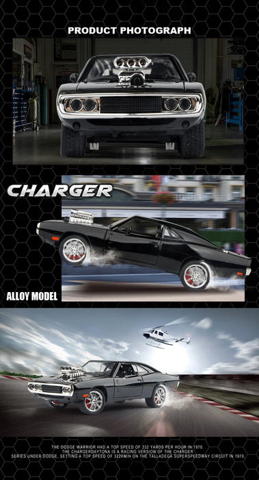 Dodge Charger 1970 1:24 American Super Muscle Car Alloy Diecast Model Toys Sound & Light Simulation Christmas Gifts for Kids