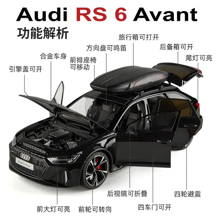 1/18 AUDI RS6 Avant Alloy Die Cast Toy Car Model Sound and Light Children's Toy Collectibles Birthday gift