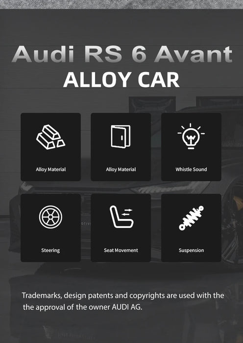 1/18 AUDI RS6 Avant Alloy Die Cast Toy Car Model Sound and Light Children's Toy Collectibles Birthday gift