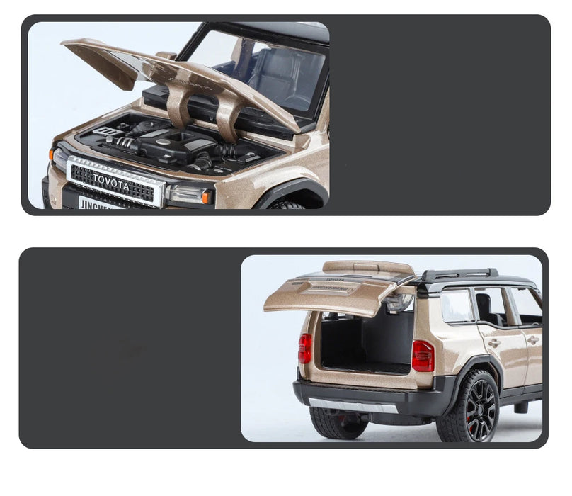 1/32 Toyota 2024 PRADO Land Cruiser Alloy Car Model Diecast Metal Off-road Vehicles Car Model Sound and Light Childrens Toy Gift