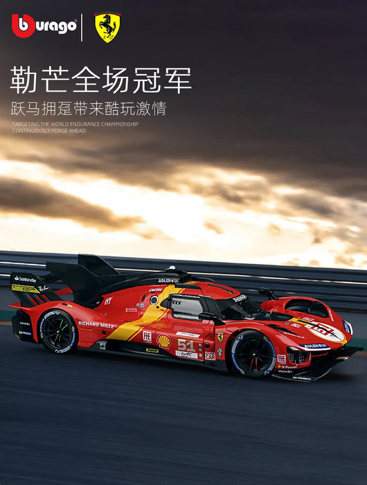 In-Stock Bburago 1:24 Ferrari 499P 2023 24h Le Mans Champion LMH #51 Ferrari Model Ferrari Car Model Birthday Gift Baking Paint