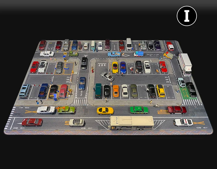 1:64 Scale Car Streets in World Cities Road Scene Accessory Parking Lot Mat For Diecast Vehicle Display Mouse Pad Toys Gifts Fan