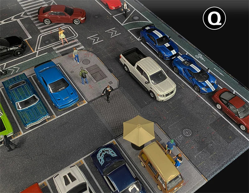1:64 Scale Car Streets in World Cities Road Scene Accessory Parking Lot Mat For Diecast Vehicle Display Mouse Pad Toys Gifts Fan