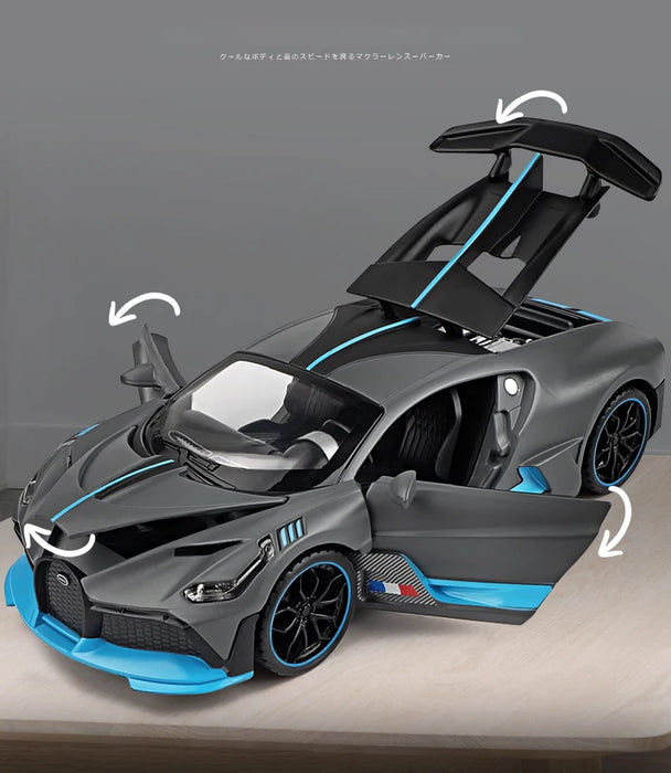 1:32 Alloy Bugatti DIVO Super Sports Car Model Toy Die Cast Pull Back Sound Light Toys Vehicle For Children Kids Gift