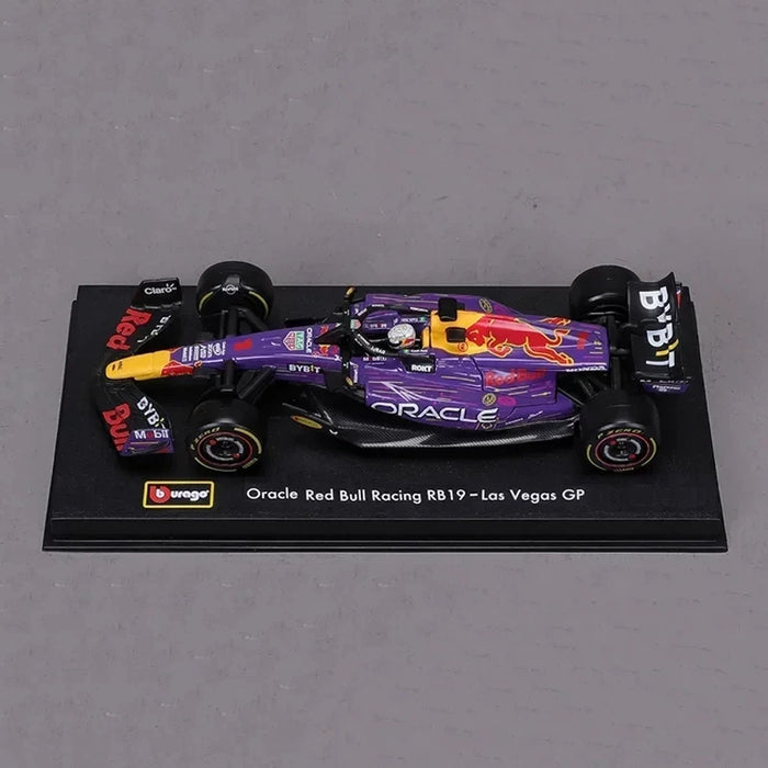 New Bburago 1:43 F1 RB19 Las Vegas GP Helmet Dust Cover Red Bull Racing RB19 #1 Max Verstappen #11 Sergio Perez  Formula Racing