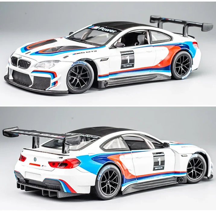 1:24 BMW M6 GT3 Le Mans Alloy Racing Car Model Diecasts Metal Toy Sports Car Model Simulation Sound Light Collection Gift F122