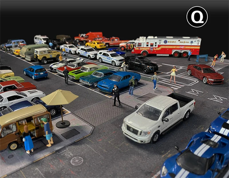 1:64 Scale Car Streets in World Cities Road Scene Accessory Parking Lot Mat For Diecast Vehicle Display Mouse Pad Toys Gifts Fan