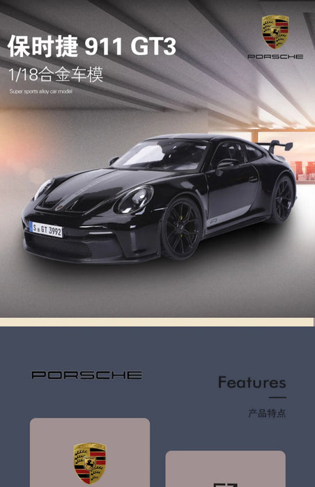 Maisto Porsche 911GT3 2022 Car Model 1:18 PORSHCE Classic Super Sports Car Alloy Luxury Vehicle Diecast Model Kid Toy Gifts