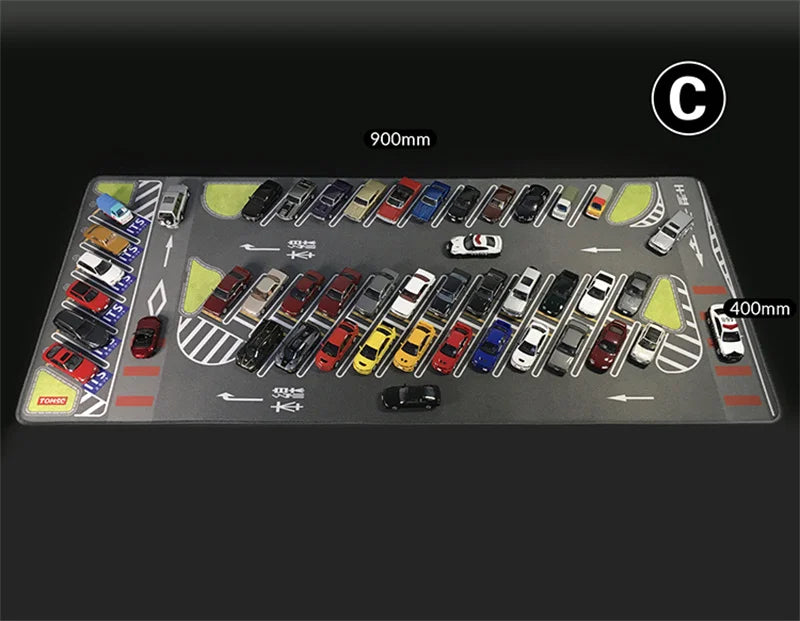 1:64 Scale Car Streets in World Cities Road Scene Accessory Parking Lot Mat For Diecast Vehicle Display Mouse Pad Toys Gifts Fan
