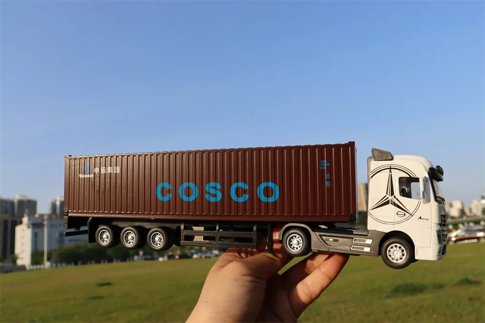 1/50 Alloy Diecast Scale Trucks Toy Car Models Removable Engineering Transport Container Metal Toy Truck Pull Back Toys for Boys