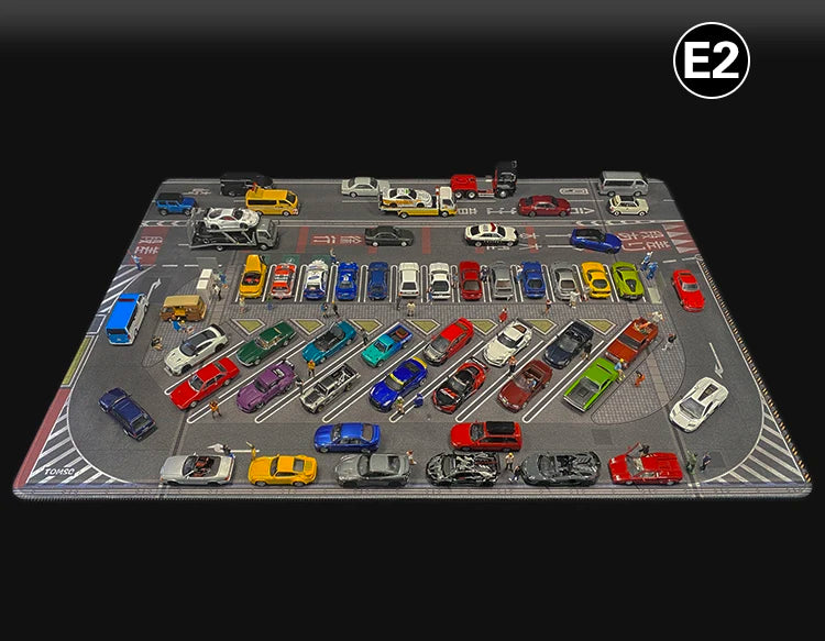 1:64 Scale Car Streets in World Cities Road Scene Accessory Parking Lot Mat For Diecast Vehicle Display Mouse Pad Toys Gifts Fan