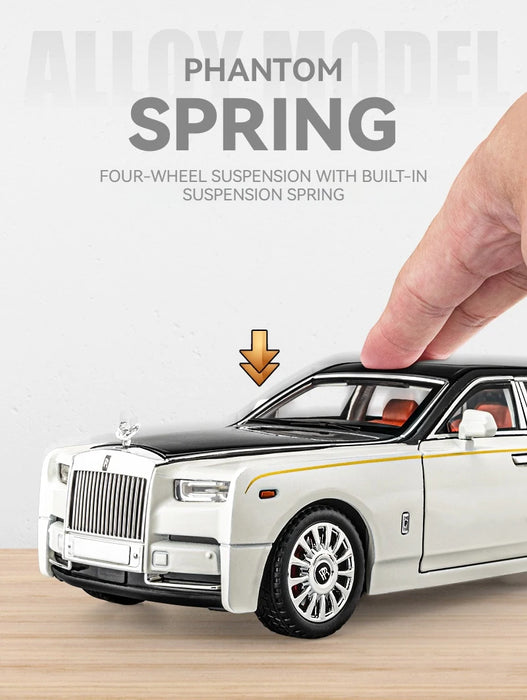 1:18 Rolls-Royce Phantom Model Car, Zinc Alloy Pull Back Toy Diecast Car with Sound and Light, Realistic Modeling Model Toy