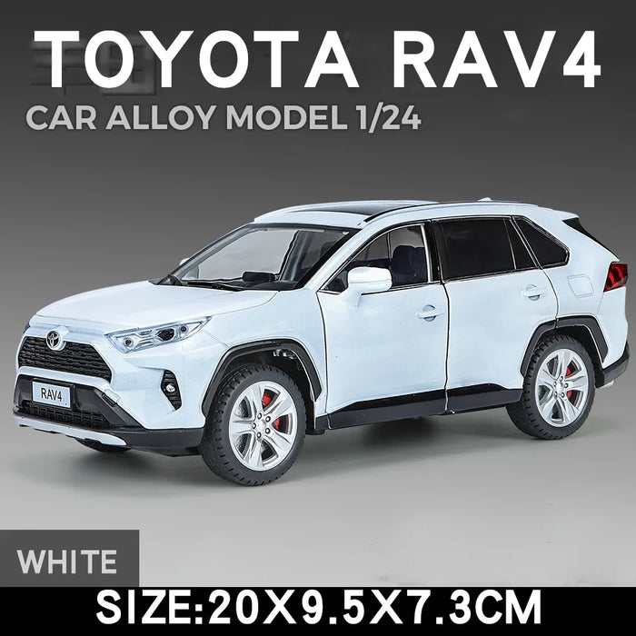 1/24 Scale Toyota RAV4 Off-Road SUV Model Car Metal Diecast Vehicle Simulation Collection Sound & Light Toy For Kids Boys Gift