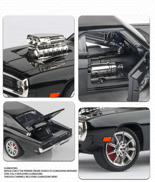 Dodge Charger 1970 1:24 American Super Muscle Car Alloy Diecast Model Toys Sound & Light Simulation Christmas Gifts for Kids