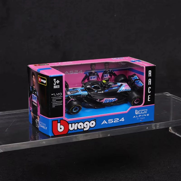 New Bburago 1:43 BWT Alpine F1 Team A524 2024 #31 Esteban Ocon #10 Pierre Gasly  Alloy Car Die Cast Model FORMULA 1 Racing Car