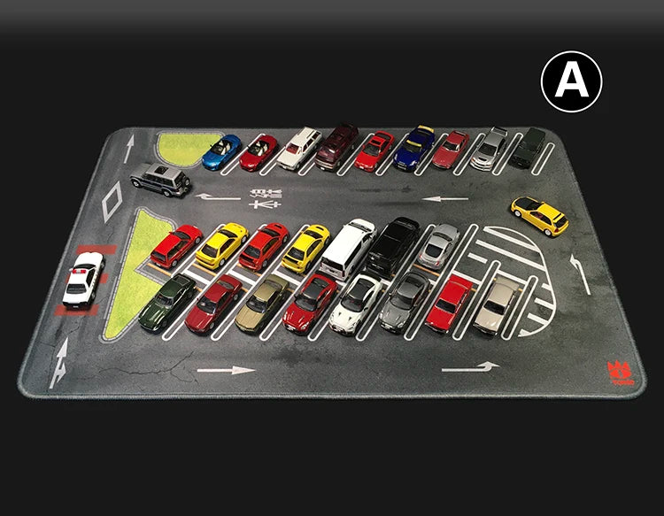 1:64 Scale Car Streets in World Cities Road Scene Accessory Parking Lot Mat For Diecast Vehicle Display Mouse Pad Toys Gifts Fan