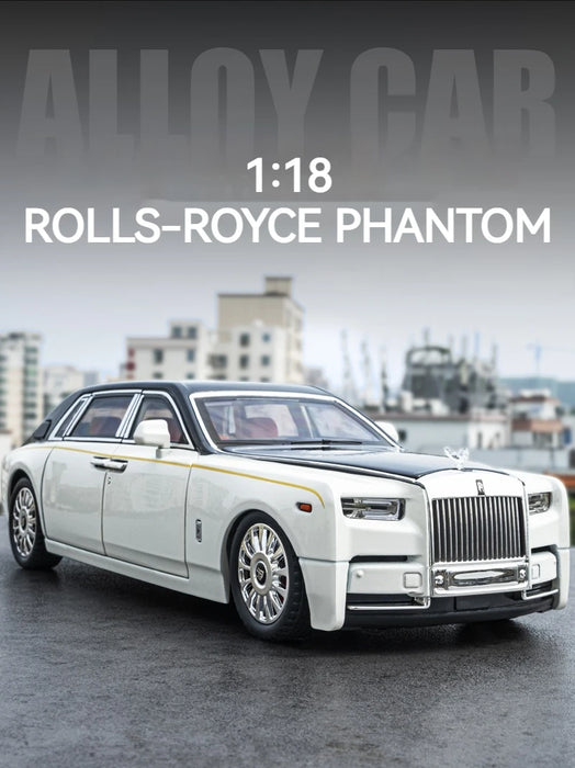1:18 Rolls-Royce Phantom Model Car, Zinc Alloy Pull Back Toy Diecast Car with Sound and Light, Realistic Modeling Model Toy