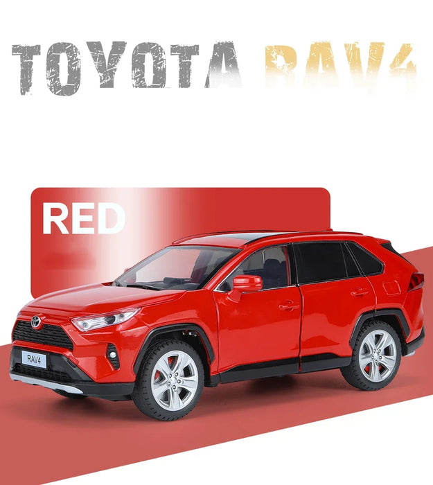 1/24 Scale Toyota RAV4 Off-Road SUV Model Car Metal Diecast Vehicle Simulation Collection Sound & Light Toy For Kids Boys Gift