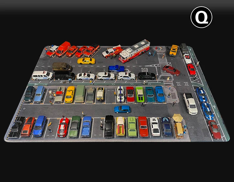 1:64 Scale Car Streets in World Cities Road Scene Accessory Parking Lot Mat For Diecast Vehicle Display Mouse Pad Toys Gifts Fan
