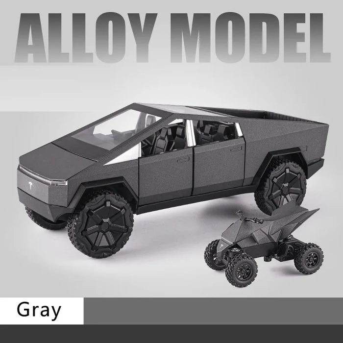 1:24 Tesla Cyberpunk Pickup Truck Model Alloy Simulation Sound And Light Pull Back Off-Road Vehicle Boys Collection Decoration