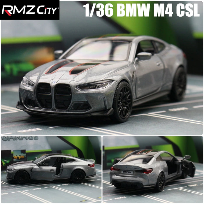 1/36 BMW M4 CSL G82 Sedan Toy Car Miniature Model RMZ CiTY Free Wheels Pull Back Diecast Alloy Collection Gift For Children Boy