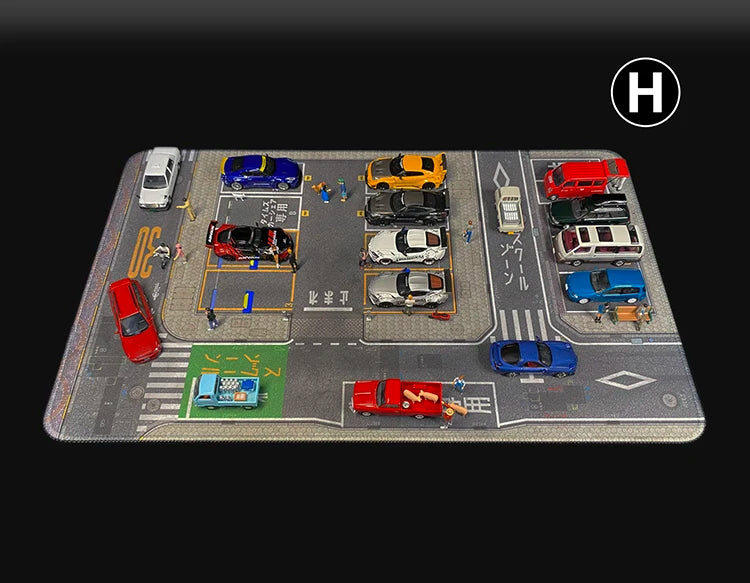 1:64 Scale Car Streets in World Cities Road Scene Accessory Parking Lot Mat For Diecast Vehicle Display Mouse Pad Toys Gifts Fan