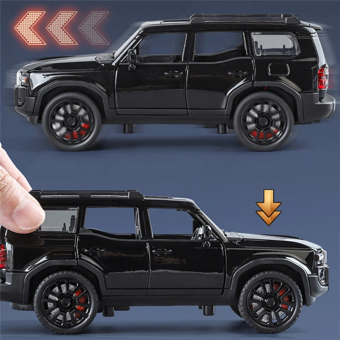 1/32 Toyota 2024 PRADO Land Cruiser Alloy Car Model Diecast Metal Off-road Vehicles Car Model Sound and Light Childrens Toy Gift