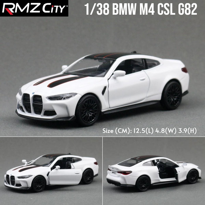 1/36 BMW M4 CSL G82 Sedan Toy Car Miniature Model RMZ CiTY Free Wheels Pull Back Diecast Alloy Collection Gift For Children Boy