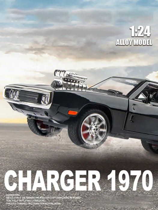 Dodge Charger 1970 1:24 American Super Muscle Car Alloy Diecast Model Toys Sound & Light Simulation Christmas Gifts for Kids
