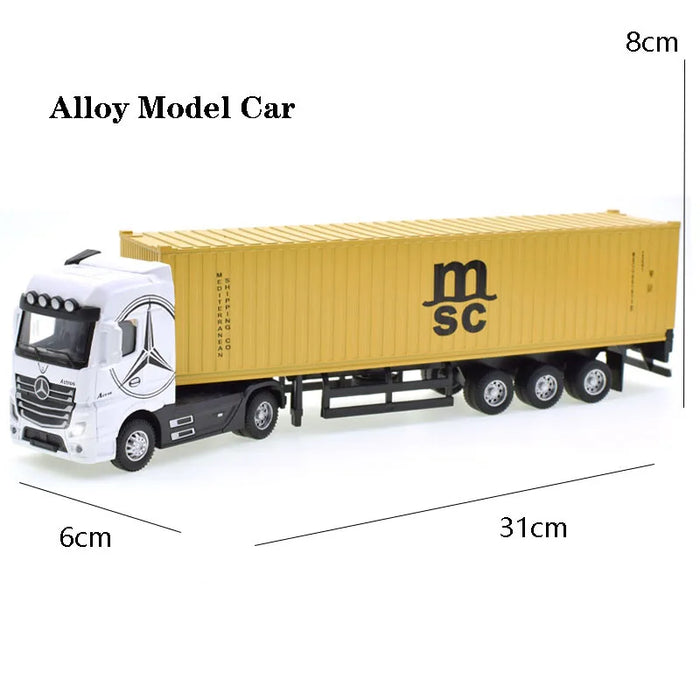 1/50 Alloy Diecast Scale Trucks Toy Car Models Removable Engineering Transport Container Metal Toy Truck Pull Back Toys for Boys