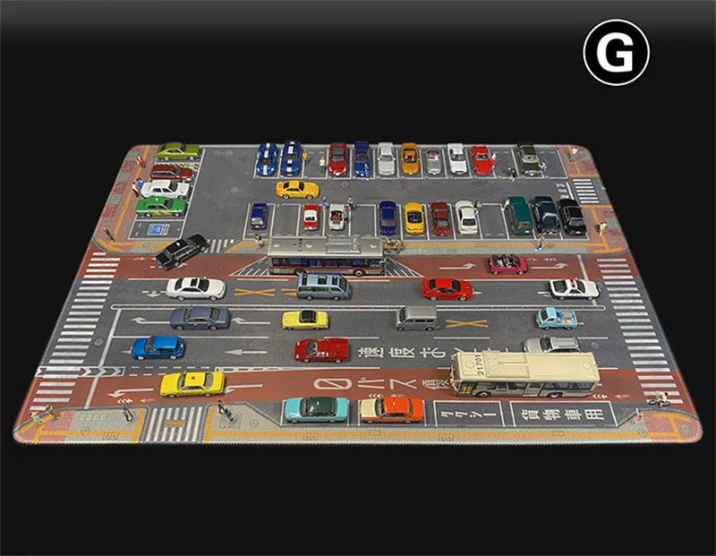 1:64 Scale Car Streets in World Cities Road Scene Accessory Parking Lot Mat For Diecast Vehicle Display Mouse Pad Toys Gifts Fan