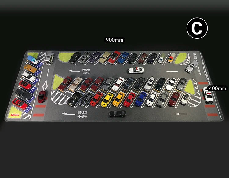 1:64 Scale Car Streets in World Cities Road Scene Accessory Parking Lot Mat For Diecast Vehicle Display Mouse Pad Toys Gifts Fan