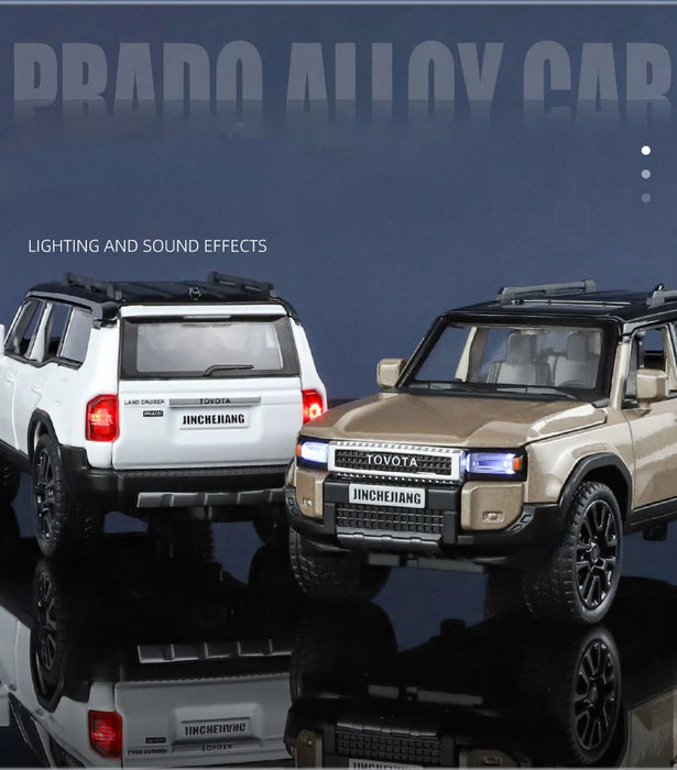 1/32 Toyota 2024 PRADO Land Cruiser Alloy Car Model Diecast Metal Off-road Vehicles Car Model Sound and Light Childrens Toy Gift