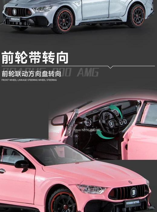 1/24 Scale Babos 900 AMG GT63 Toy Sport Car Model Alloy Diecast Kids Toy Sound Light Pull Back Model Car for Boys Birthday Gifts