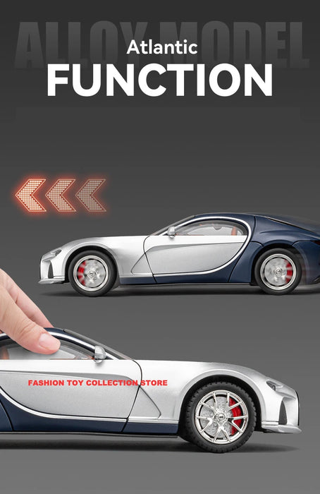 1:24 Bugadi ATLANTIC Fast & Furious Alloy Car Model Diecasts Toy With Sound and Light Vehicles Decoration Toys For Kids Gift