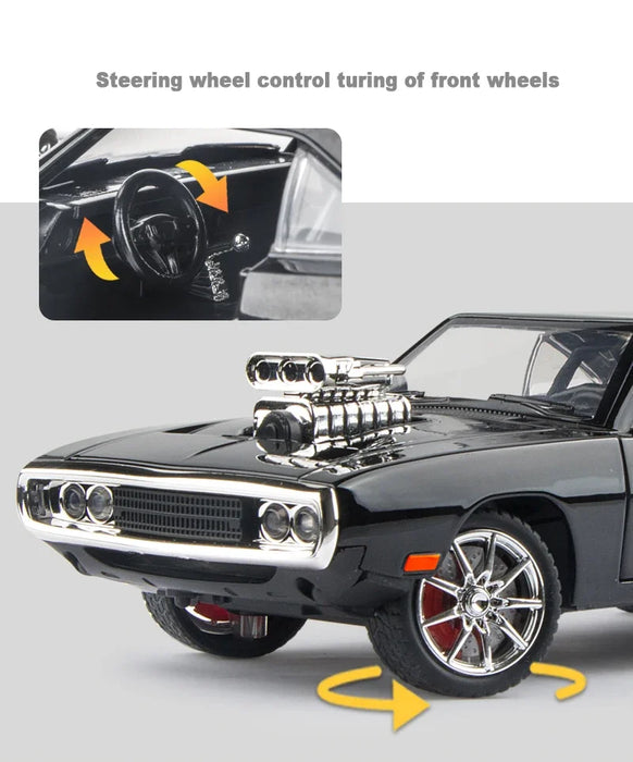 Dodge Charger 1970 1:24 American Super Muscle Car Alloy Diecast Model Toys Sound & Light Simulation Christmas Gifts for Kids