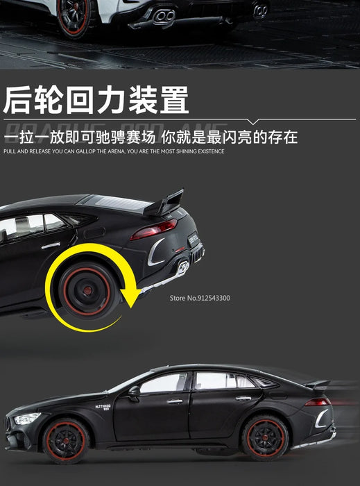 1/24 Scale Babos 900 AMG GT63 Toy Sport Car Model Alloy Diecast Kids Toy Sound Light Pull Back Model Car for Boys Birthday Gifts