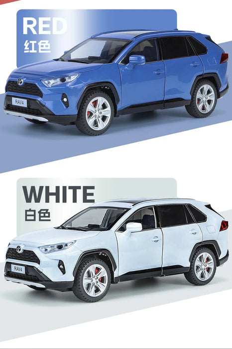 1/24 Scale Toyota RAV4 Off-Road SUV Model Car Metal Diecast Vehicle Simulation Collection Sound & Light Toy For Kids Boys Gift