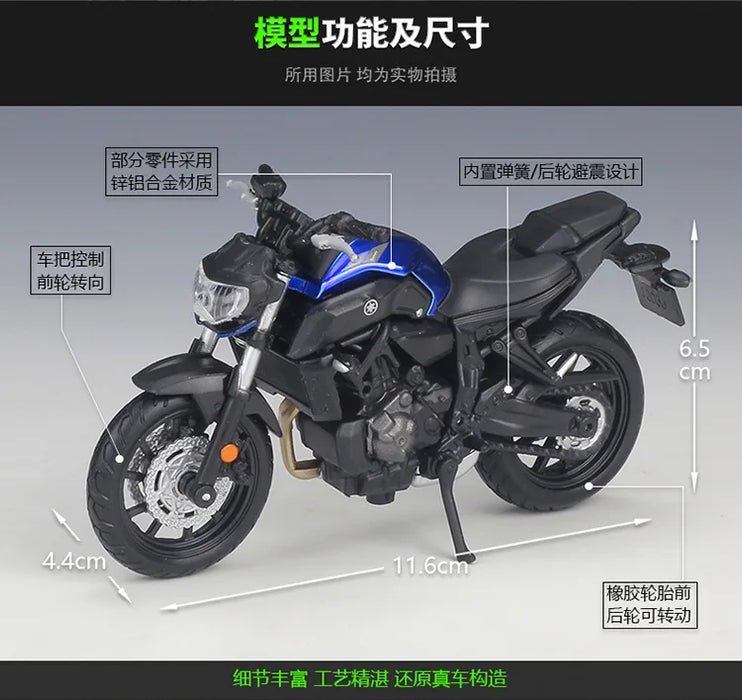 Maisto 1:18 Yamaha 2018 Yamaha Mt-07 mt 07 mt07 Mock-up Alloy Motorcycle Model With Base