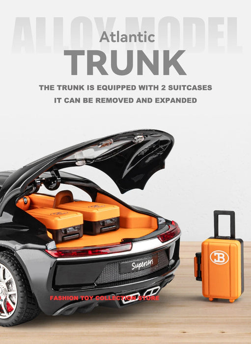 1:24 Bugadi ATLANTIC Fast & Furious Alloy Car Model Diecasts Toy With Sound and Light Vehicles Decoration Toys For Kids Gift