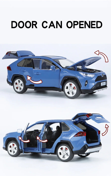 1/24 Scale Toyota RAV4 Off-Road SUV Model Car Metal Diecast Vehicle Simulation Collection Sound & Light Toy For Kids Boys Gift