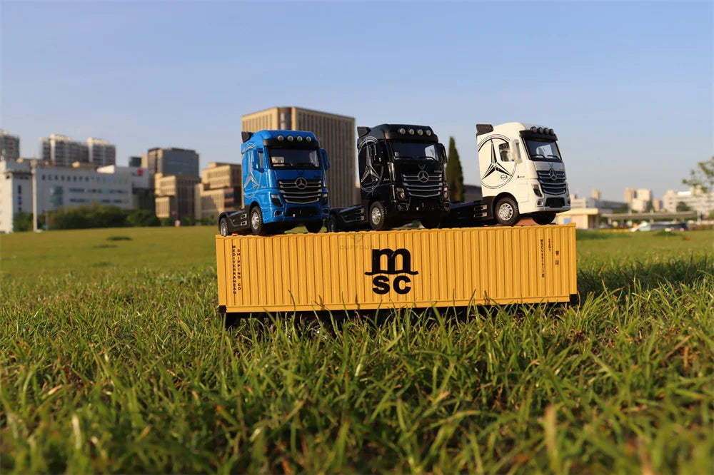 1/50 Alloy Diecast Scale Trucks Toy Car Models Removable Engineering Transport Container Metal Toy Truck Pull Back Toys for Boys