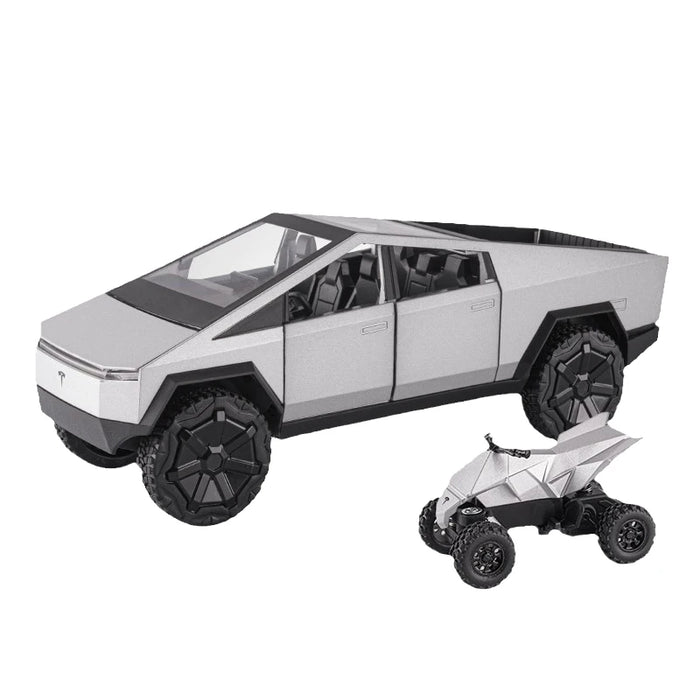 1:24 Tesla Cyberpunk Pickup Truck Model Alloy Simulation Sound And Light Pull Back Off-Road Vehicle Boys Collection Decoration