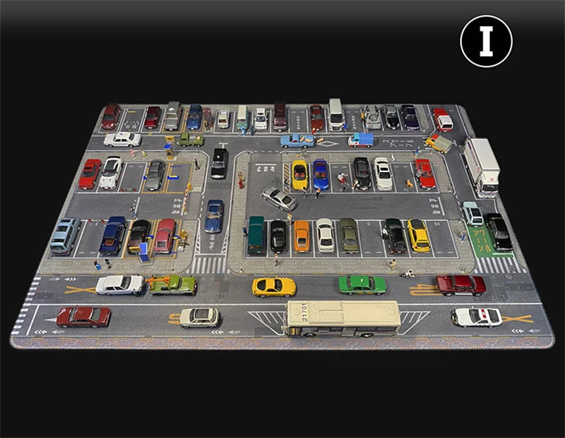 1:64 Scale Car Streets in World Cities Road Scene Accessory Parking Lot Mat For Diecast Vehicle Display Mouse Pad Toys Gifts Fan