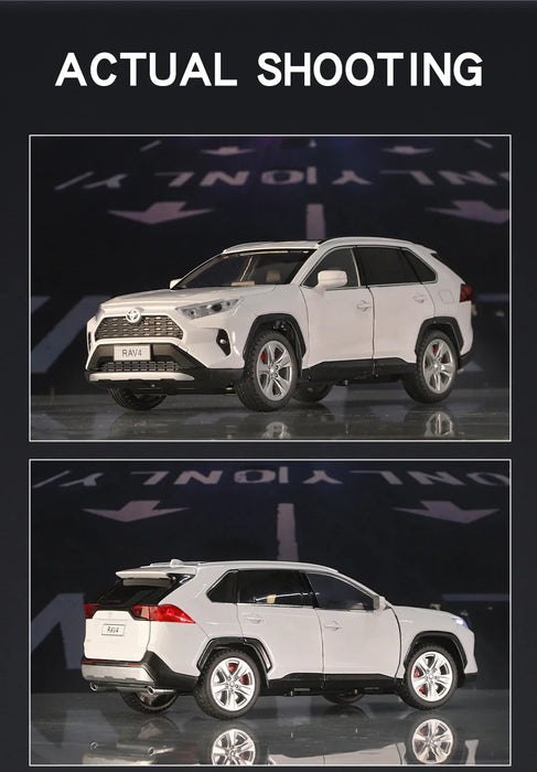 1/24 Scale Toyota RAV4 Off-Road SUV Model Car Metal Diecast Vehicle Simulation Collection Sound & Light Toy For Kids Boys Gift