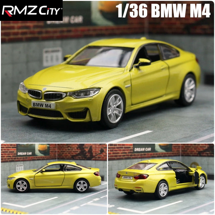 1/36 BMW M4 CSL G82 Sedan Toy Car Miniature Model RMZ CiTY Free Wheels Pull Back Diecast Alloy Collection Gift For Children Boy