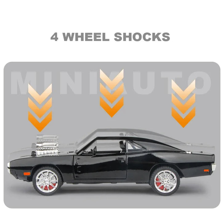 Dodge Charger 1970 1:24 American Super Muscle Car Alloy Diecast Model Toys Sound & Light Simulation Christmas Gifts for Kids