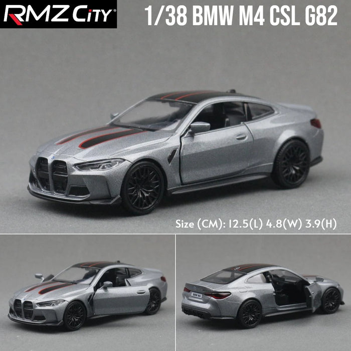 1/36 BMW M4 CSL G82 Sedan Toy Car Miniature Model RMZ CiTY Free Wheels Pull Back Diecast Alloy Collection Gift For Children Boy