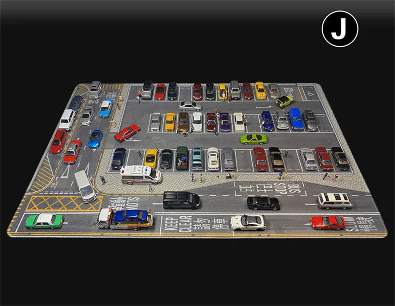 1:64 Scale Car Streets in World Cities Road Scene Accessory Parking Lot Mat For Diecast Vehicle Display Mouse Pad Toys Gifts Fan