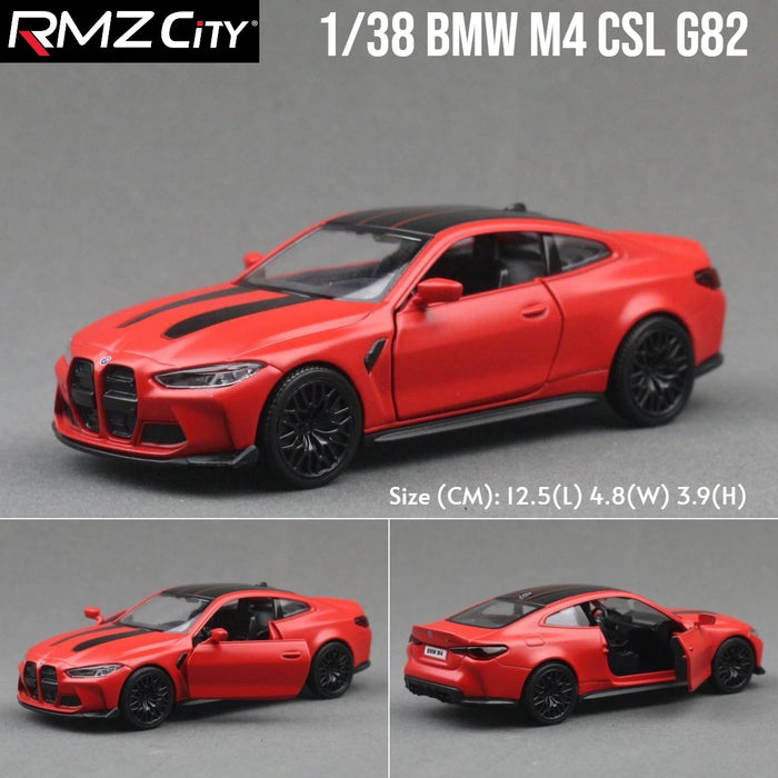 1/36 BMW M4 CSL G82 Sedan Toy Car Miniature Model RMZ CiTY Free Wheels Pull Back Diecast Alloy Collection Gift For Children Boy